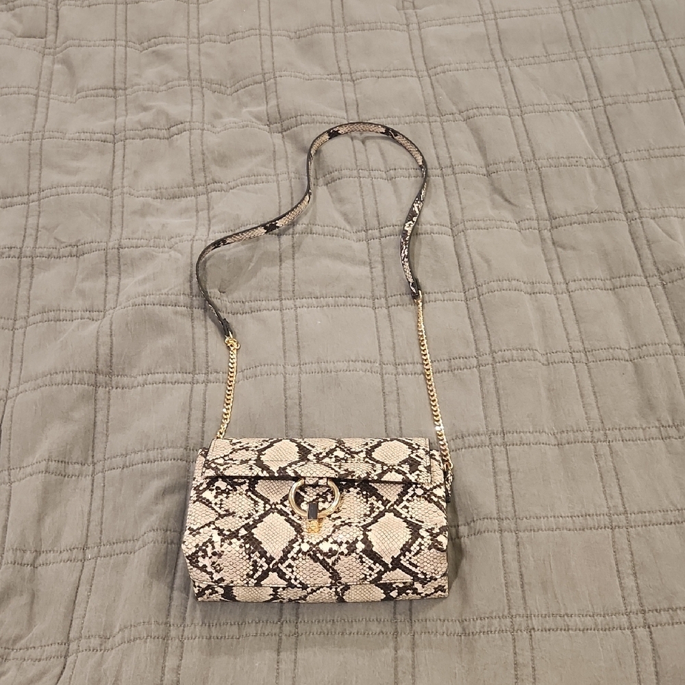 Mango Snakeskin Crossbody Bag with Gold Chain, New Without Tags!